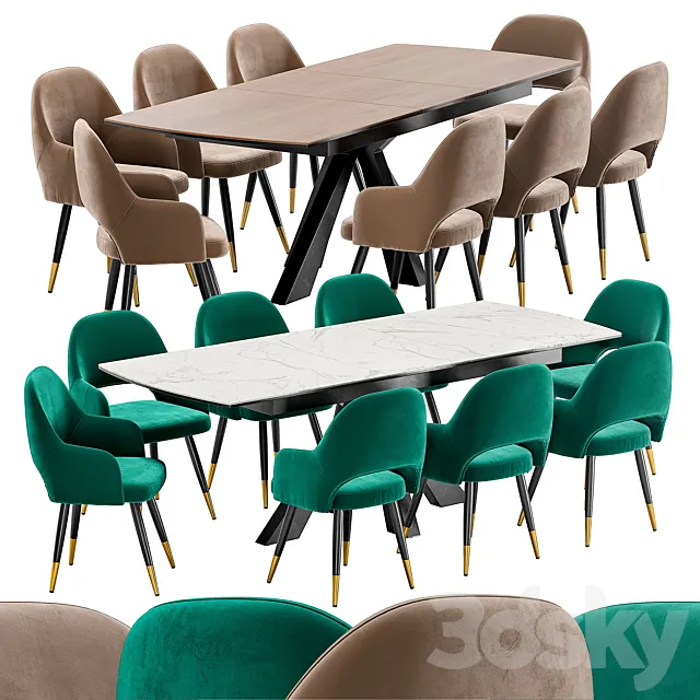 Goldie dining chair and Rovigo 170 table 3D Model