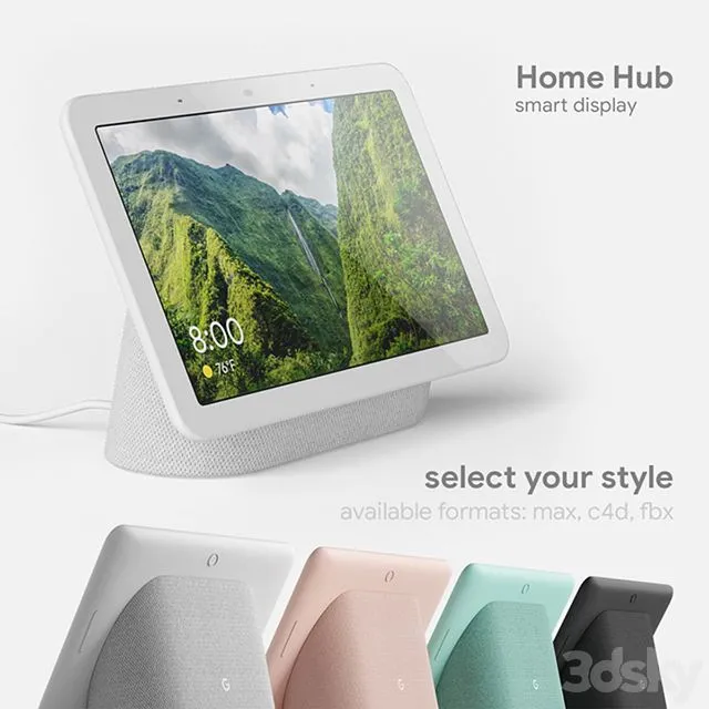 Google Home Hub 3d model in 4 colors 3D Model