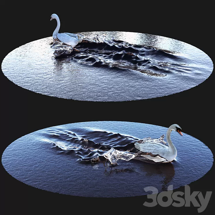 Goose on water 3D Model