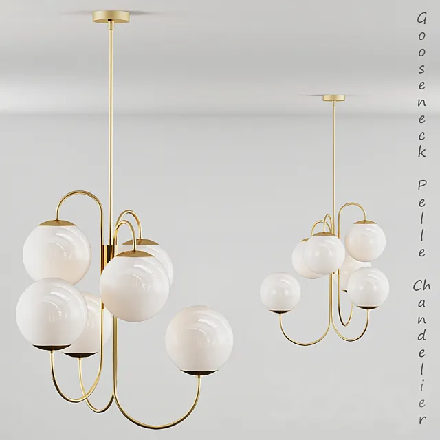 Gooseneck pelle chandelier 3D Model Gooseneck pelle chandelier 3D Model