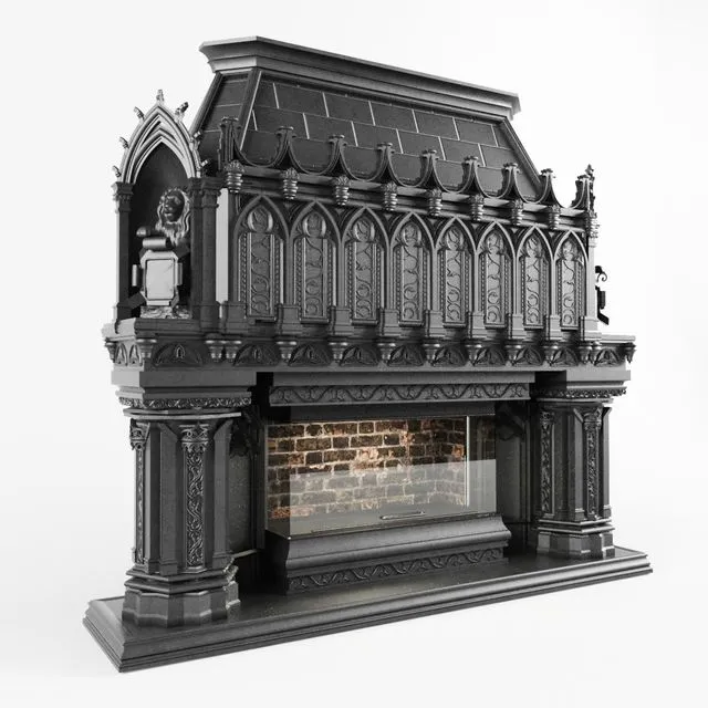 Gothic Fireplace 3D Model
