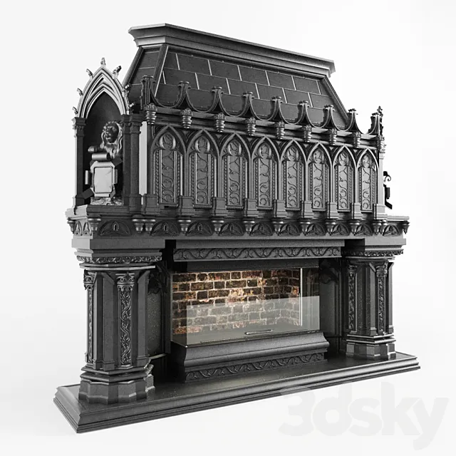 Gothic Fireplace 3D Model