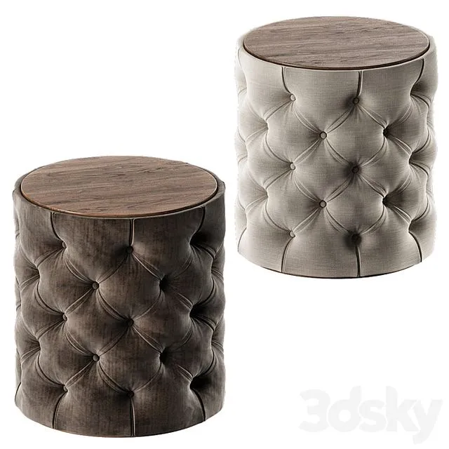 Grace Round Tufted Ottoman 3D Model
