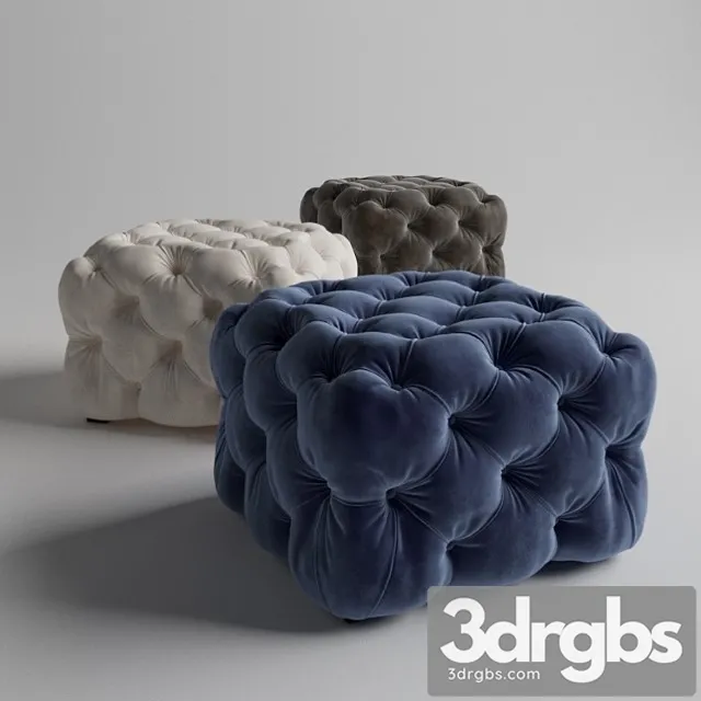 Grace tufted cube ottoman 2 3D Model Download