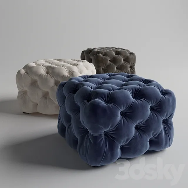 Grace Tufted Cube Ottoman 3D Model Grace Tufted Cube Ottoman 3D Model