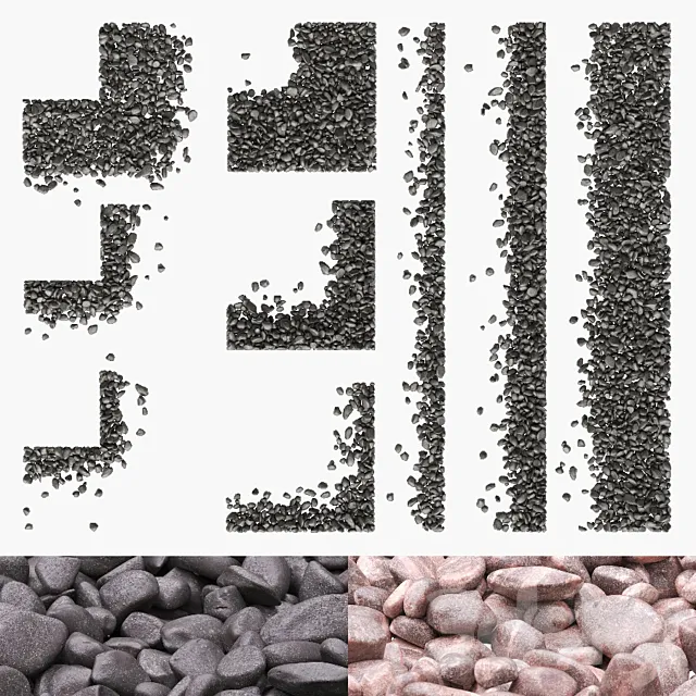 Gradient Pebbles Paths 01 (16-54 mm) 3D Model Gradient Pebbles Paths 01 (16-54 mm) 3D Model
