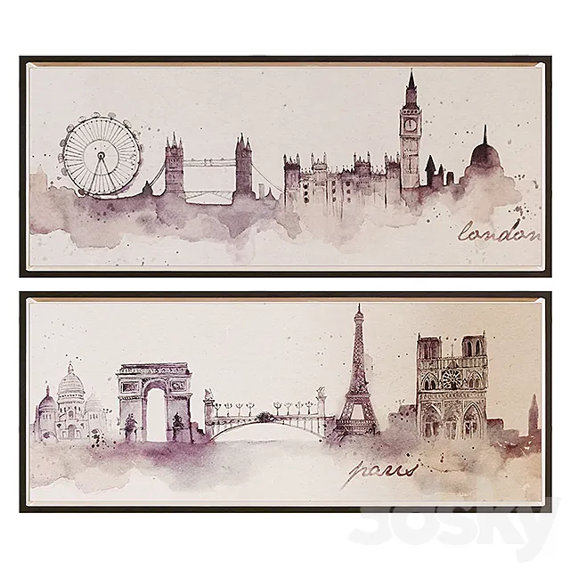 Graham & Brown Watercolor Framed Wall Art 3DModel Graham & Brown Watercolor Framed Wall Art 3DModel