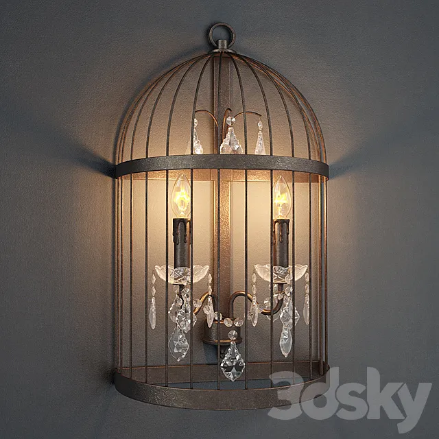 GRAMERCY HOME – BIRDCAGE CRYSTAL SCONCE SN008-2-ABG 3D Model