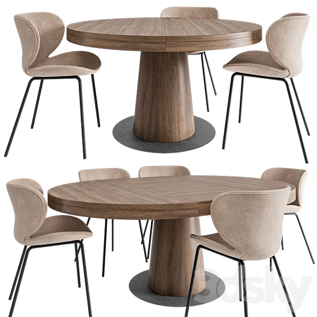 Granada dining table and Hamilton chair 3D Model Granada dining table and Hamilton chair 3D Model