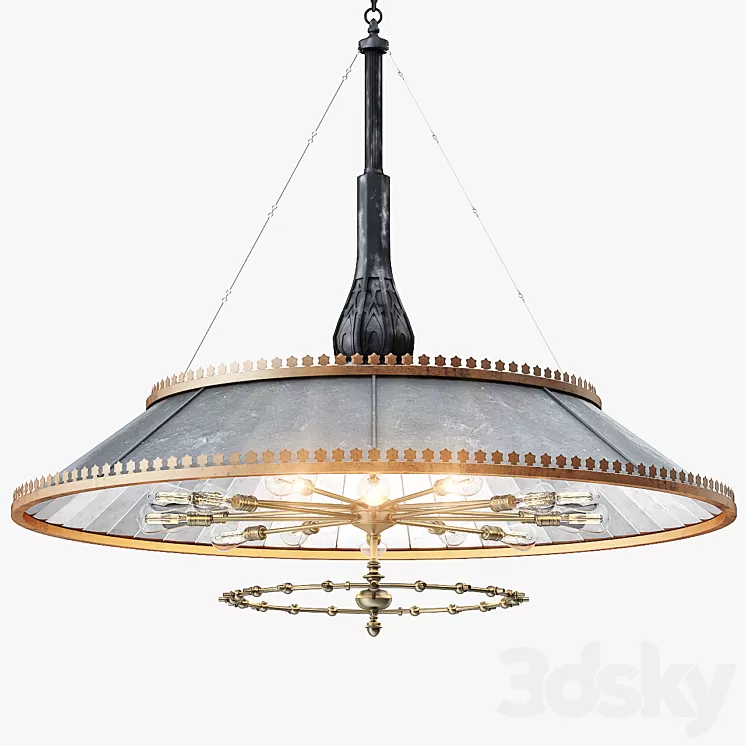 Grand 1800s Wheeler Mirrored Lamp 3D Model Grand 1800s Wheeler Mirrored Lamp 3D Model