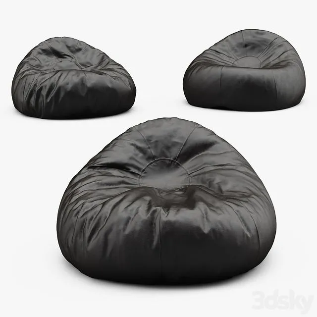 Grand Leather Bean Bag Chair 3D Model Grand Leather Bean Bag Chair 3D Model
