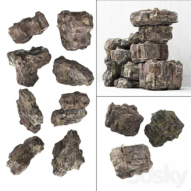 Granite rock stone 3D Model