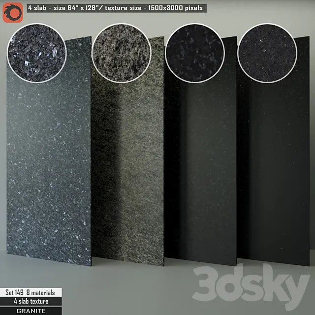 Granite Slab Set 149 3D Model