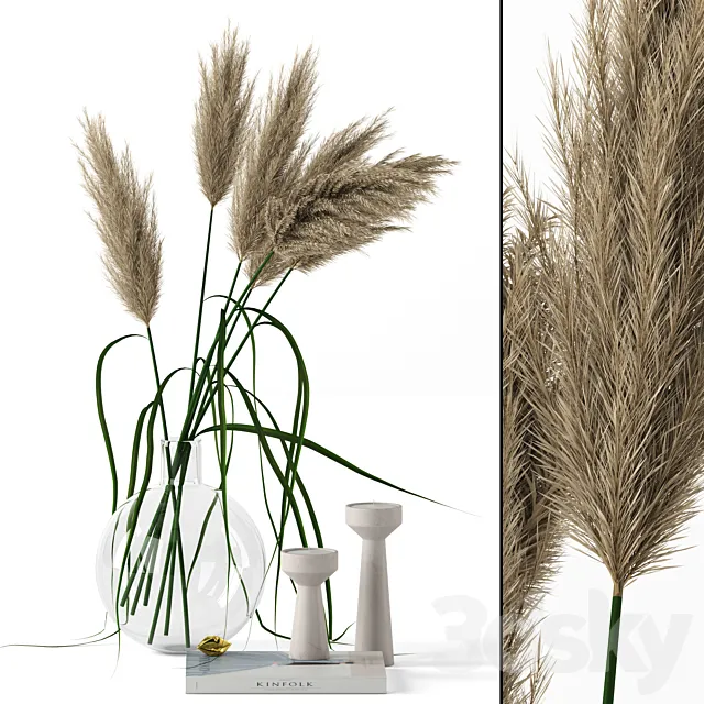 Grass in round vase 3DModel