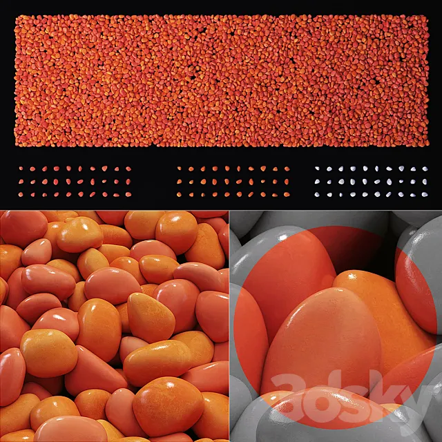 Gravel low decorative orange n2 _ Gravel decorative orange No. 2 3D Model