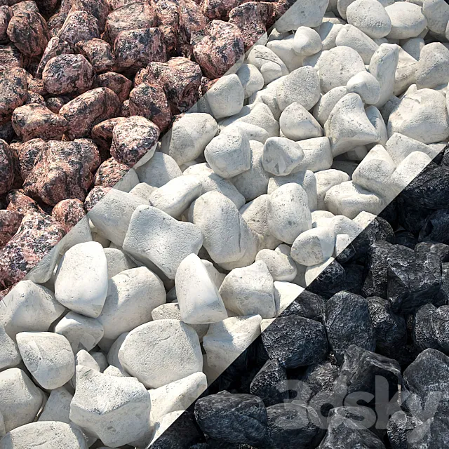 Gravel Red Granite Limestone Basalt 3DModel