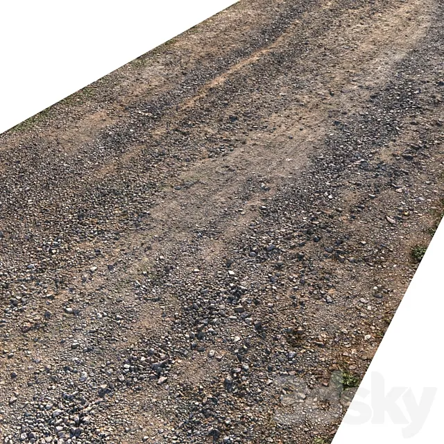 Gravel road (18 meters) 3D Model