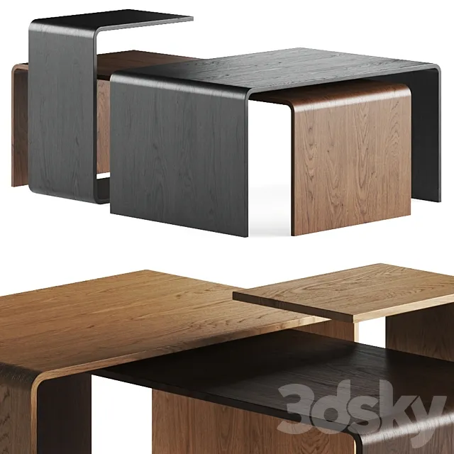 Gravelli Trio Wooden Coffee Tables 3DModel