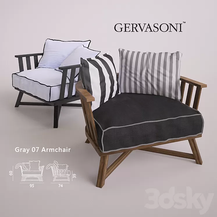 Gray 07 Armchair by Gervasoni – Two Types 3D Model