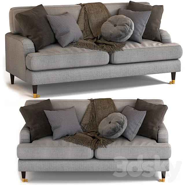 gray 3 seater sofa in woven fabric – payton 3D Model gray 3 seater sofa in woven fabric – payton 3D Model