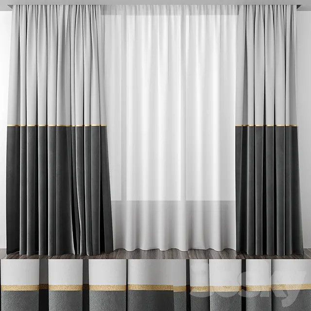 Gray curtains 50_50 3DModel Gray curtains 50_50 3DModel
