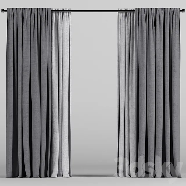Gray curtains in two colors. 3D Model Gray curtains in two colors. 3D Model