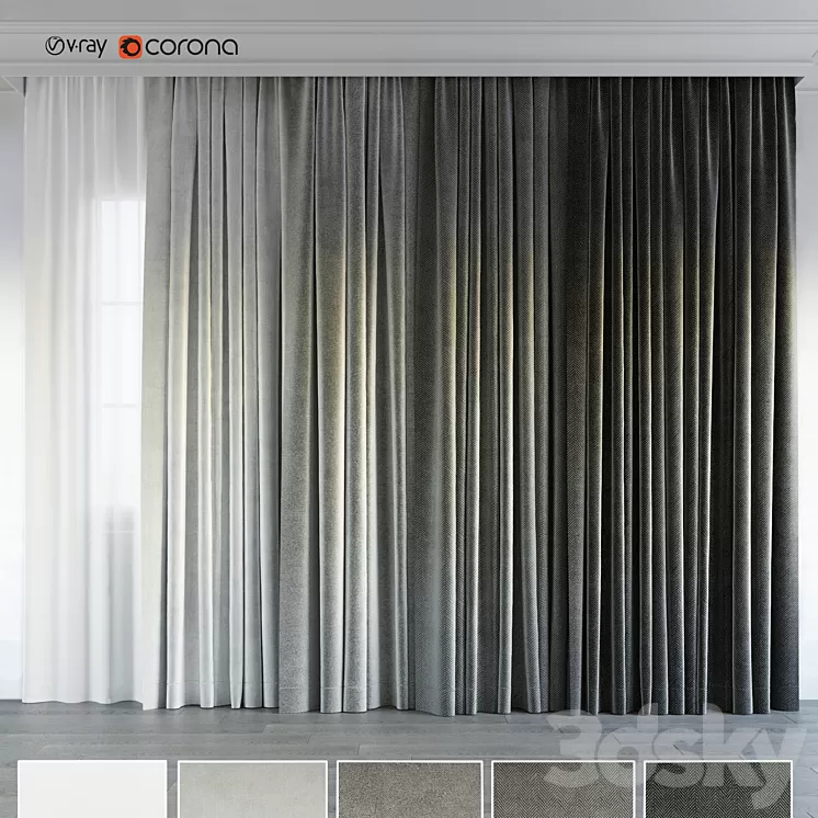 gray gradient curtain. 3D Model gray gradient curtain. 3D Model