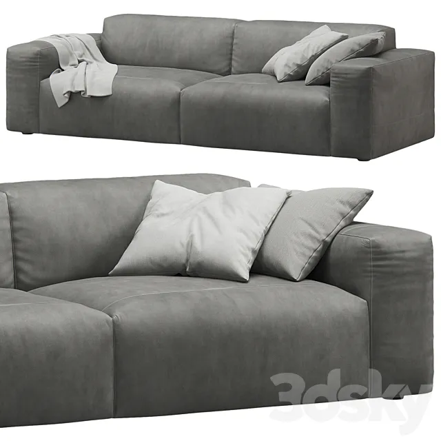 Gray Leather 2seat Cloud Sofa by Prostoria 3DModel Gray Leather 2seat Cloud Sofa by Prostoria 3DModel