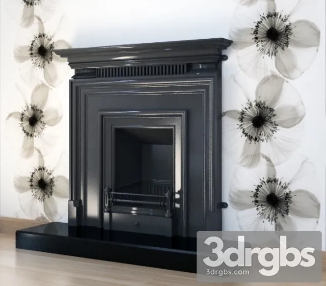 Gray Painted Fireplace 3D Model Download