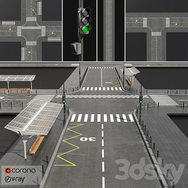 Gray street 3DModel Gray street 3DModel