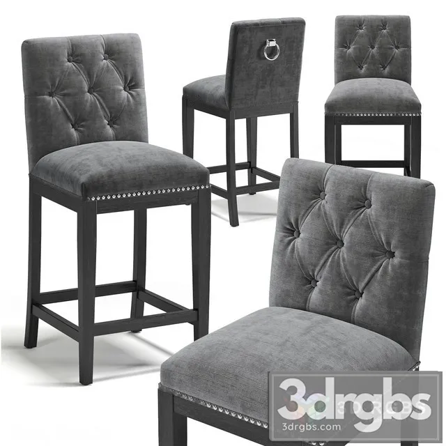 Gray Tuffted Counter Stool 3D Model Download Gray Tuffted Counter Stool 3D Model Download