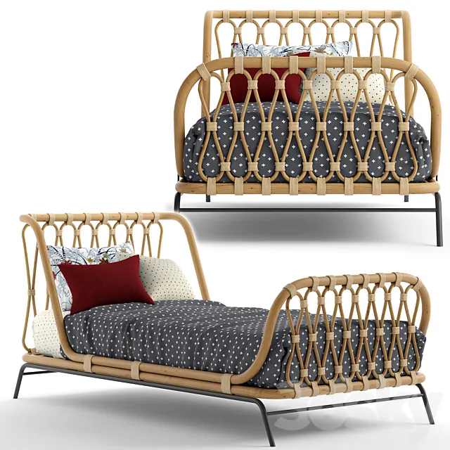 Great & Barrel_Rattan kids bed 3D Model Great & Barrel_Rattan kids bed 3D Model