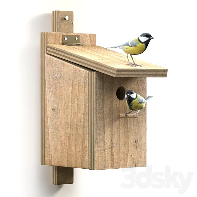 Great Tits at artificial nest 3D Model