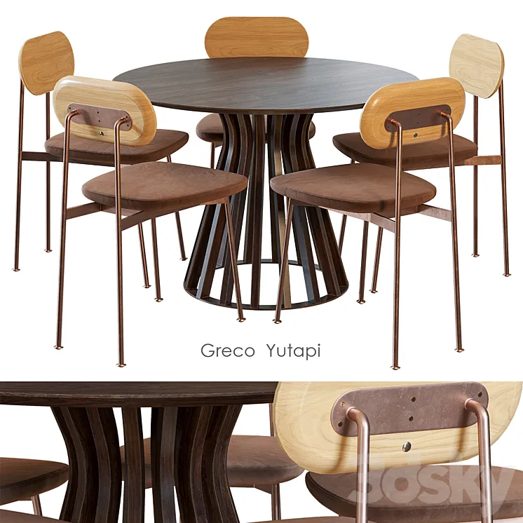Greco Yutapi Dining table and chairs by Tikamoon 3D Model Free Download