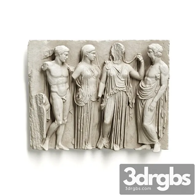 Greek Attic Relief Wall Panel 3D Model Download