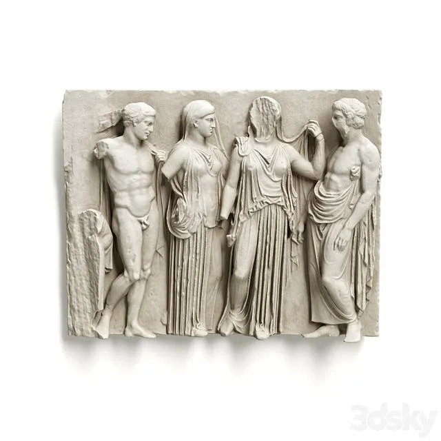 Greek Attic relief wall panel 3D Model