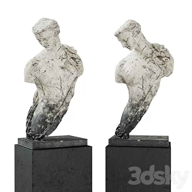 Greek woman torso pedestal marble 3D Model Free Download