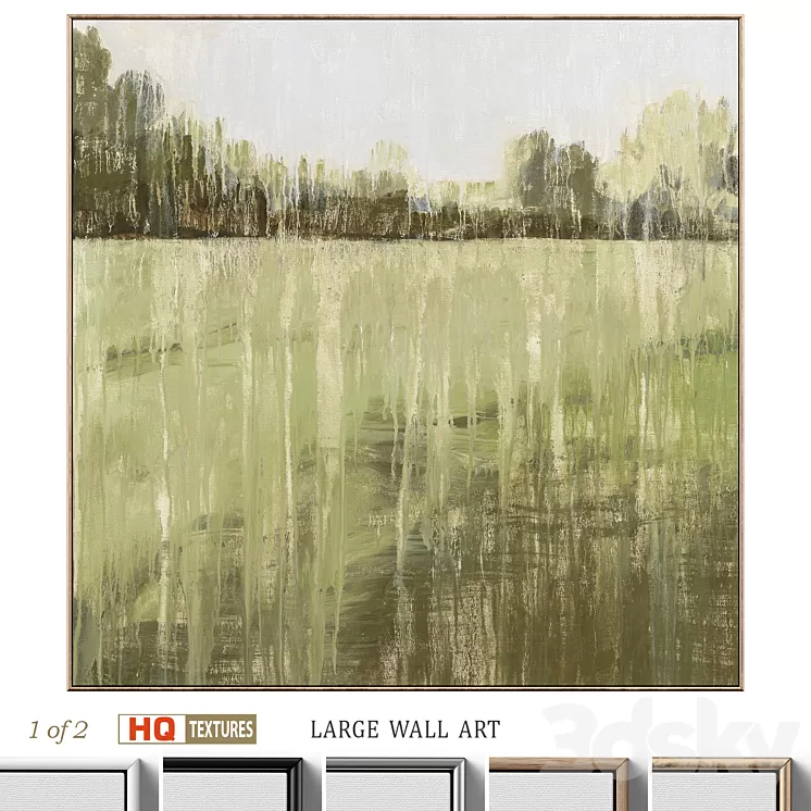 Green Accent Abstract Landscape Large Wall Art C-552 3D Model Free Download
