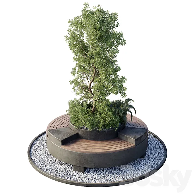 Green Benches – Set Plants Tree 25 3D Model Green Benches – Set Plants Tree 25 3D Model