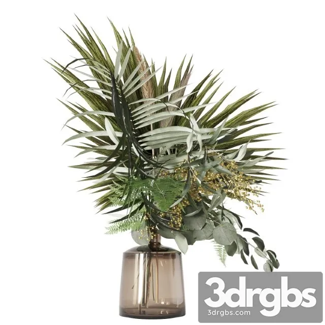 Green Bouquet with Palms 3D Model Download