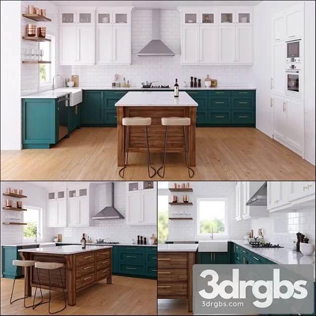 Green kitchen_2 3D Model Download