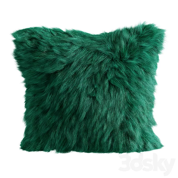 Green pillow fur sheepskin 3D Model Free Download