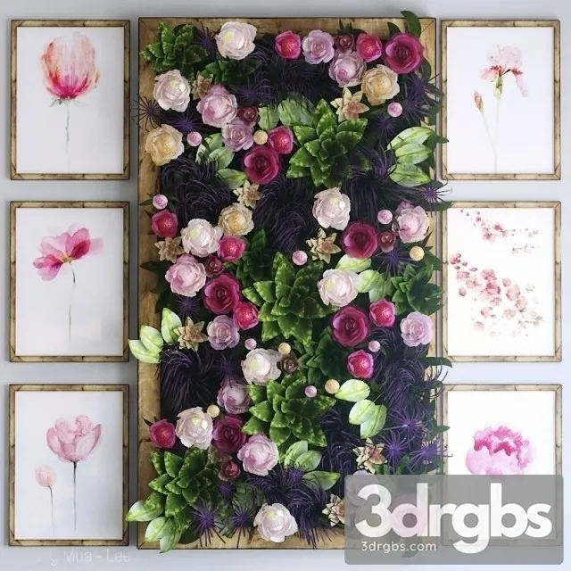 Green Rose Wall 3D Model Download