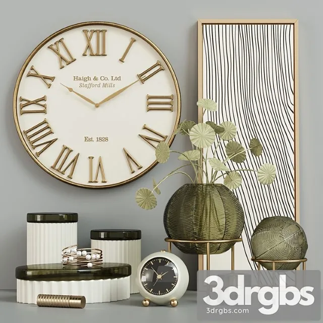 Green Round Vase Decorative Set 3D Model Download Green Round Vase Decorative Set 3D Model Download