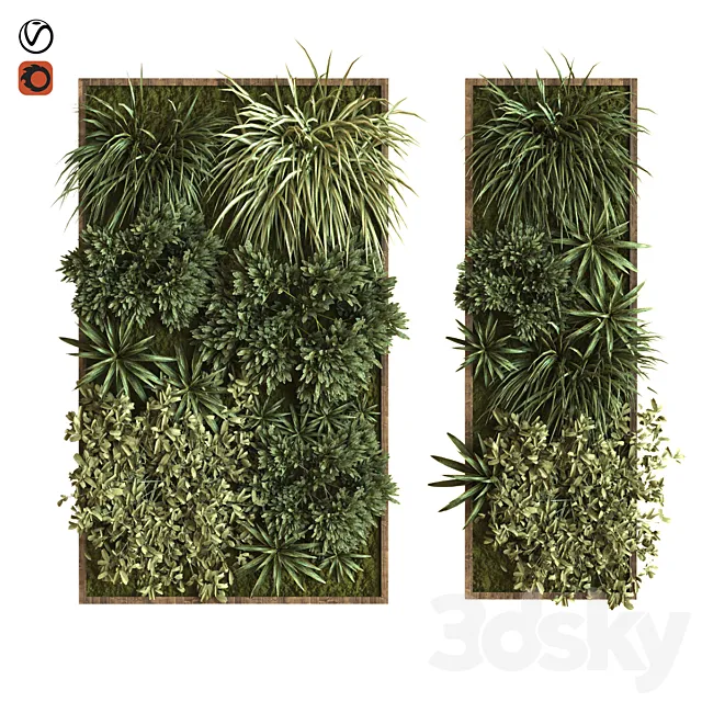 green wall vertical plant set 036 3D Model green wall vertical plant set 036 3D Model