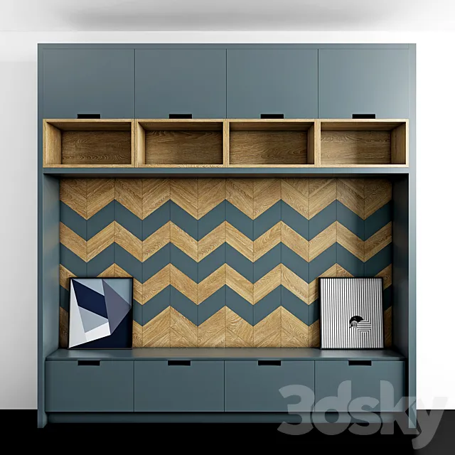 Green & Wood TV zone 3D Model Green & Wood TV zone 3D Model