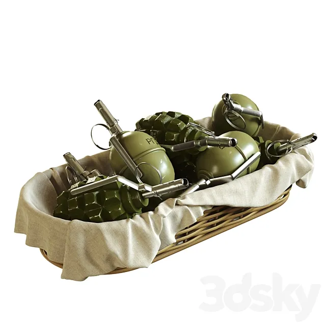 Grenades in the basket 3DModel Grenades in the basket 3DModel