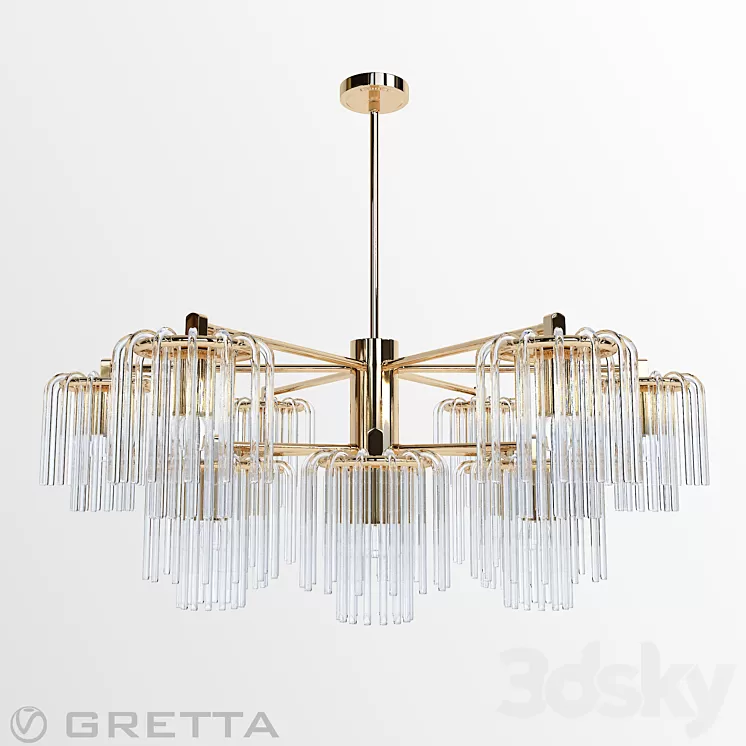 Gretta 12-LIGHT Sputnik modern-linear-chandelier 3D Model