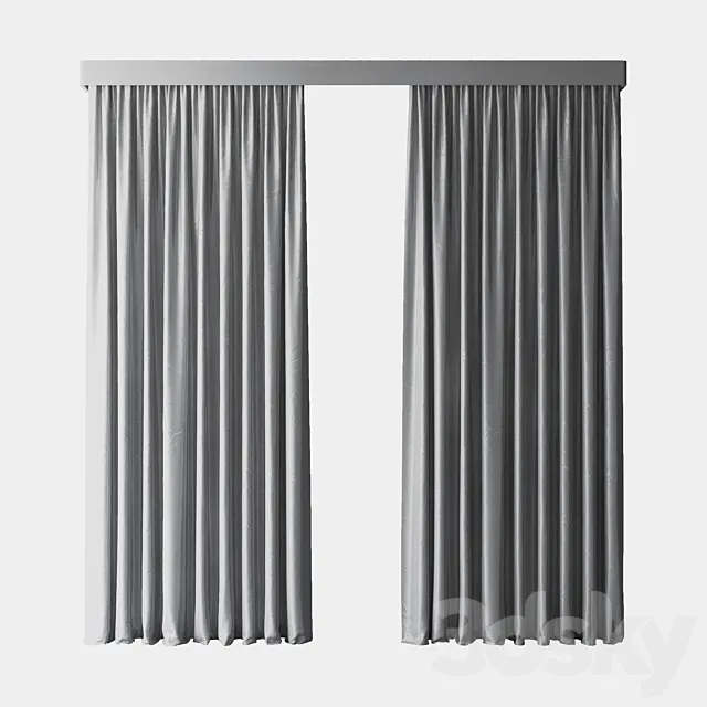 Grey curtains 3D Model