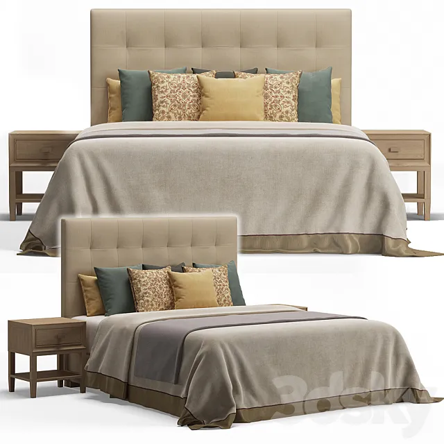 Grid Tufted Storage Bed 3DModel Grid Tufted Storage Bed 3DModel